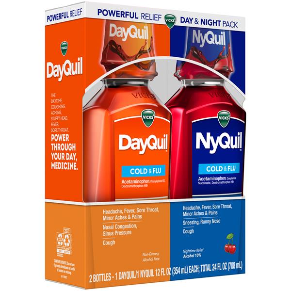 Vick DayQuil Multi-Symptom/NyQuil Nighttime Cold &amp; Flu Relief Combo ...