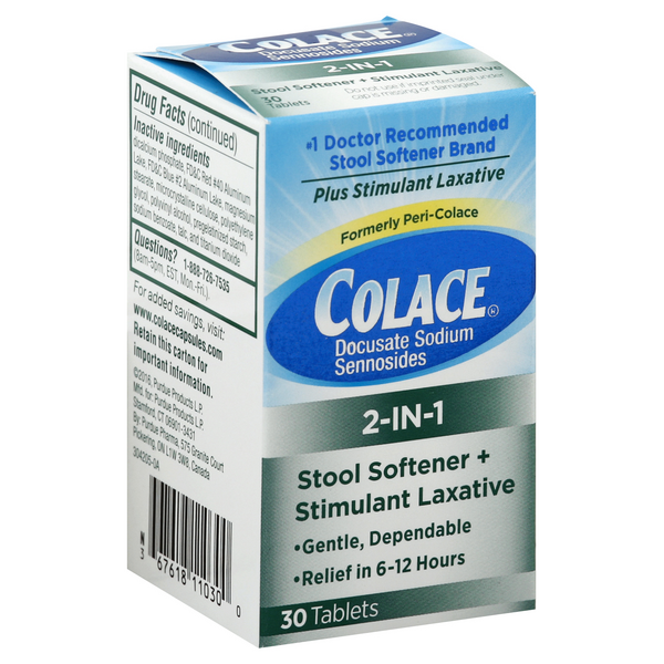 Colace 2-In-1 Stool Softener + Stimulant Laxative, Tablets | Hy-Vee ...