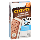 Crav'n Flavor Ice Cream Sandwiches, Vanilla 12-3.5 fl oz