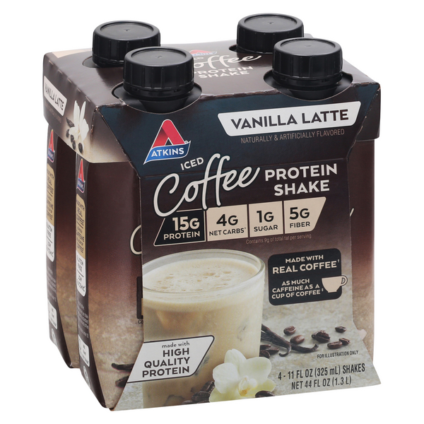 Atkins Vanilla Latte Iced Coffee Protein Shakes 4Pk | Hy-Vee Aisles ...