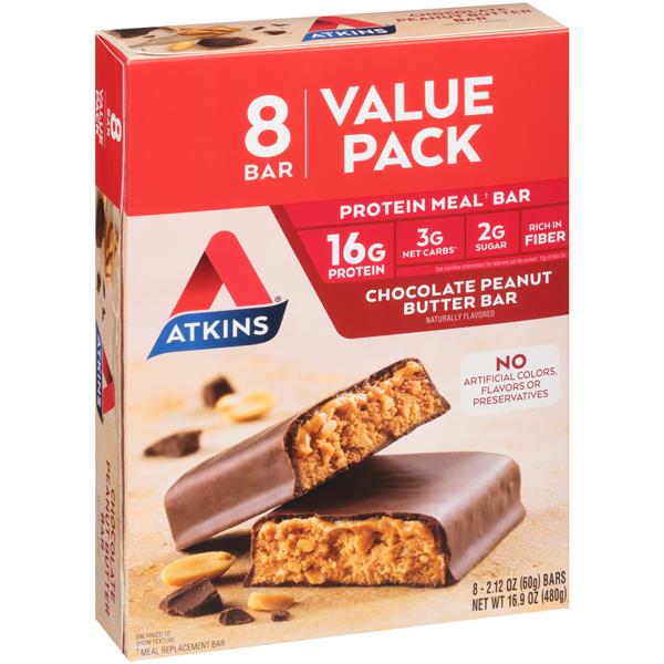 Atkins Chocolate Peanut Butter Meal Bars 8 2 1 Oz Bars