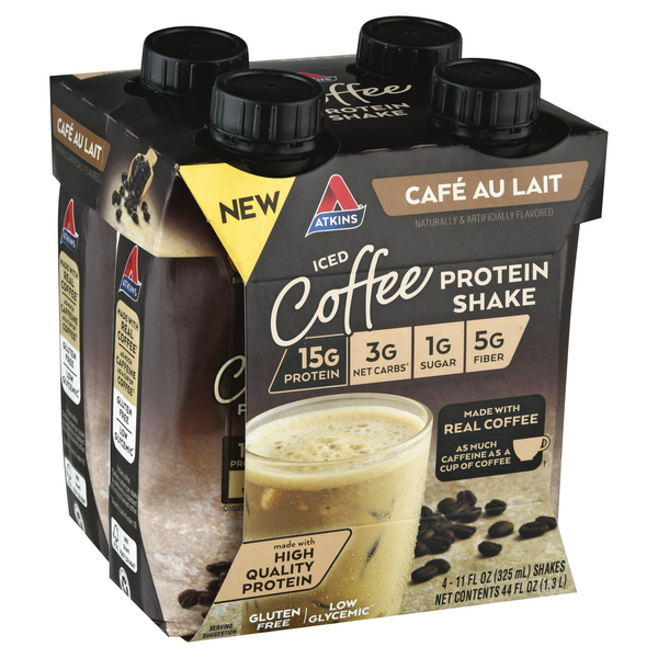 Atkins Café au Lait Iced Coffee Protein Shakes 4Pk | Hy-Vee Aisles ...