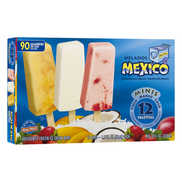 Helados Mexico Minis Ice Cream Bars Strawberry Mango Coconut 12 1 5 Fl Oz Hy Vee Aisles Online Grocery Shopping