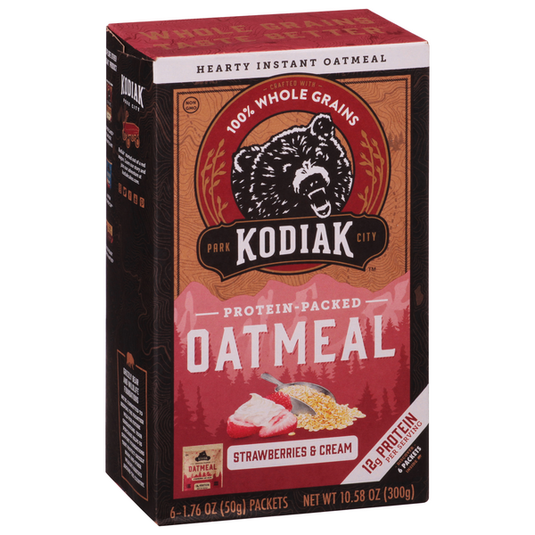 Kodiak Cakes Oatmeal, Strawberries & Cream 6-1.76 oz Packets | Hy-Vee ...