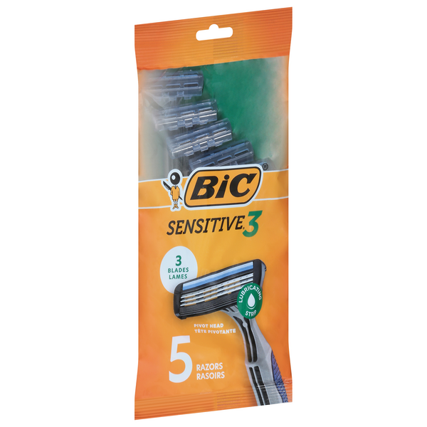 Cbic Razor Bic Razors, Sensitive 3, 3 Blades, Pivot Head | Hy-Vee Aisles Online ...