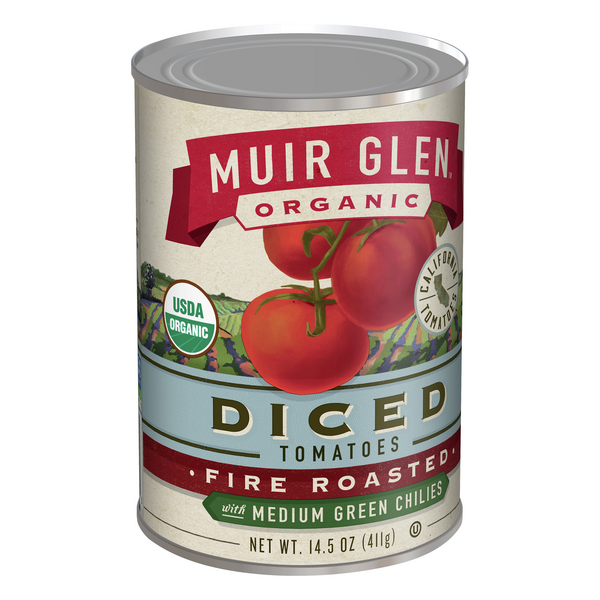 Muir Glen Organic Fire Roasted Diced Tomatoes with Medium Green Chilies