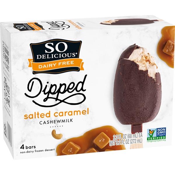 So Delicious Dairy Free Dipped Salted Caramel Frozen Dessert Bars 4-2.3