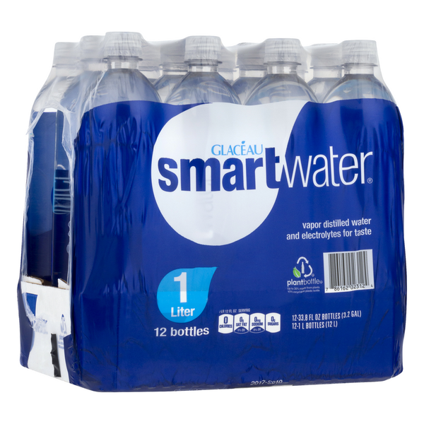 Smart Water Bottled Water, 1 Liter, Pack of 12