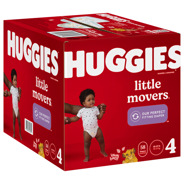 Huggies Little Movers Disney Size 4 Diapers 22-37 lbs - 58 ct box