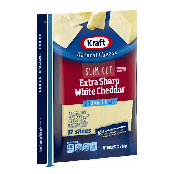 Kraft Slim Cut Reduced Fat Extra Sharp White Cheddar Natural