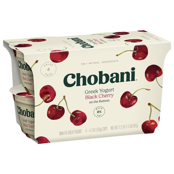 Chobani Black Cherry on the Bottom Non-Fat Greek Yogurt 4Pk | Hy-Vee ...