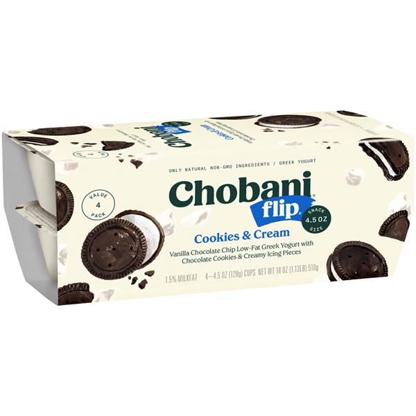 Chobani Flip Cookies & Cream Low-Fat Greek Yogurt 4-5.3 oz. Cups | Hy ...