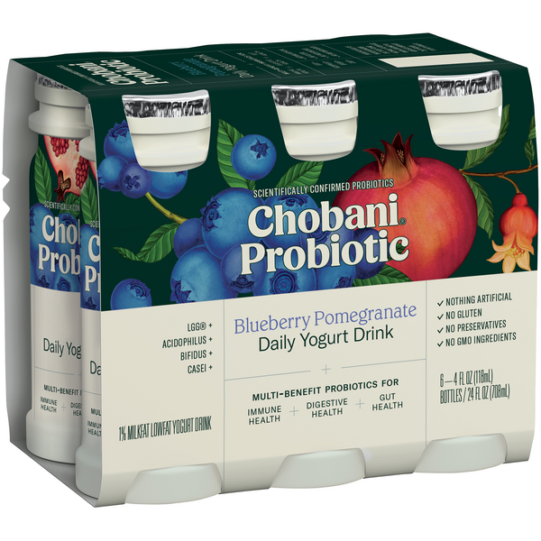 Chobani Probiotic Blueberry Pomegranate Daily Yogurt Drink, 6Pk Hy