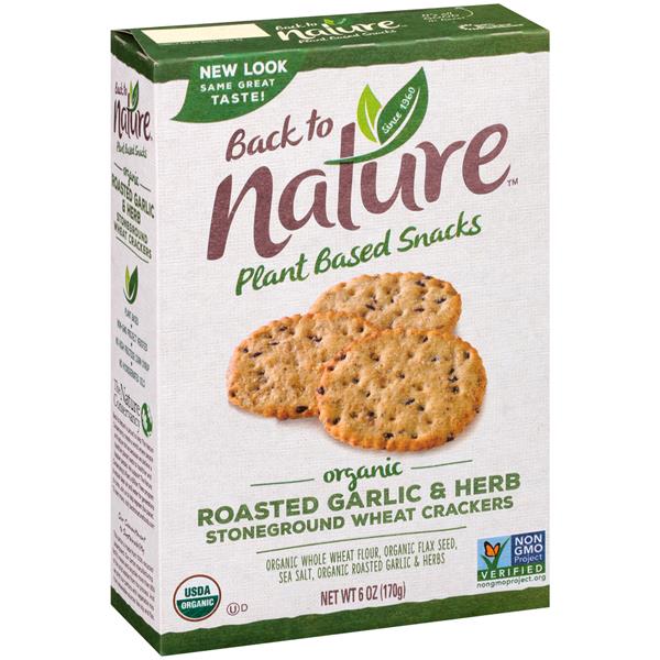 Back To Nature Organic Roasted Garlic Herb Stoneground Wheat Crackers Hy Vee Aisles Online Grocery Shopping