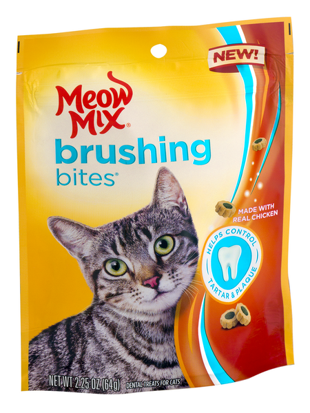 meow mix brushing bites chicken