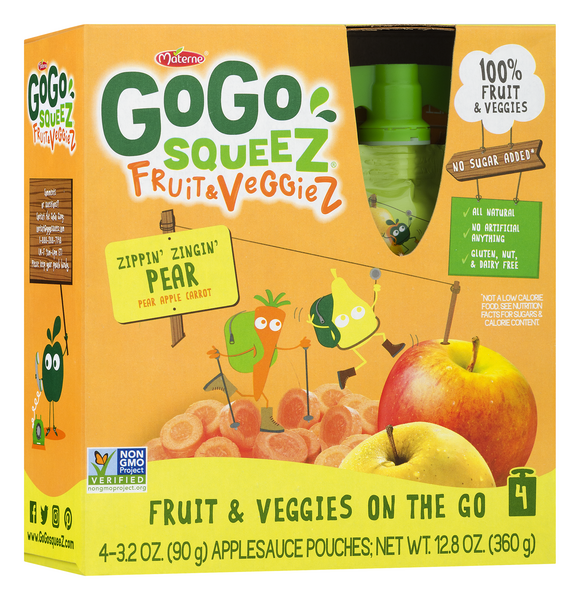 GoGo Squeez Fruit & Veggiez Zippin' Zingin' Pear 4 Count | Hy-Vee