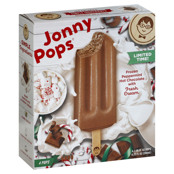 Jonny Pops, Frozen Peppermint Hot Chocolate 4-2.06 fl oz bars | Hy