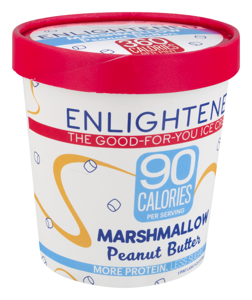 Pint containers of Enlightened- The Good-For-You Ice Cream brand ice cream  in a supermarket freezer in New York on Friday, November 3, 2017.  Enlightened is one of several ice cream brands that