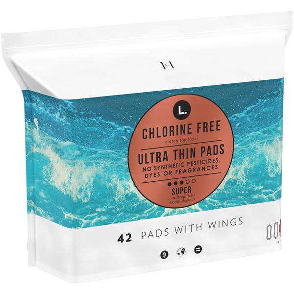 L. Chlorine Free Ultra Thin Super Absorbency Pads with Wings HyVee