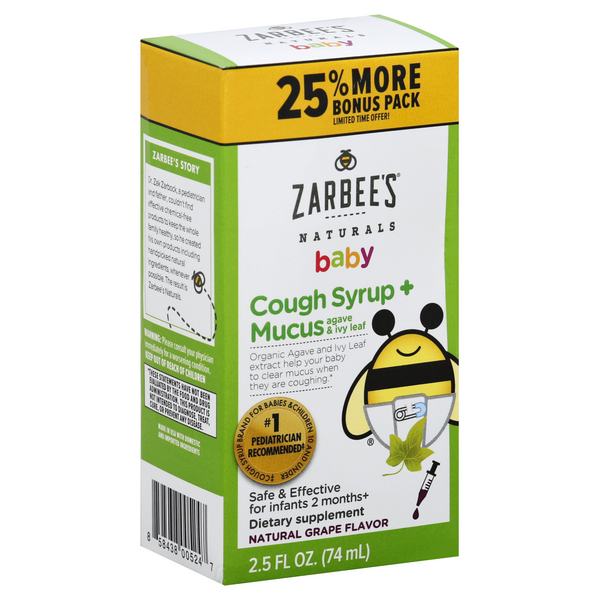 Zarbee's Naturals Cough Syrup + Mucus, Agave & Ivy Leaf ...