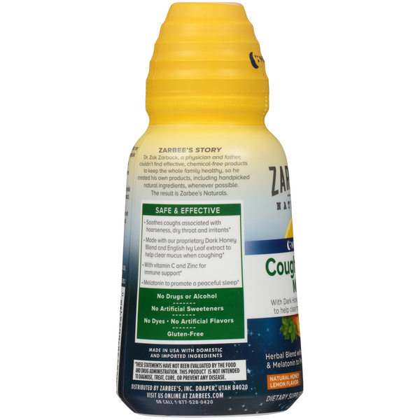 Zarbee's Naturals Cough Syrup + Mucus with Dark Honey Nighttime
