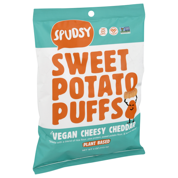 Spudsy Vegan Cheesy Cheddar Sweet Potato Puffs 4 oz | Hy-Vee Aisles ...