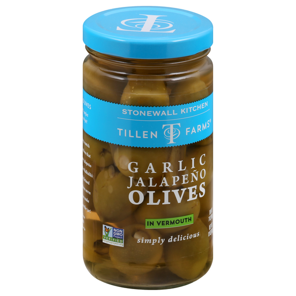 Tillen Farms Olives, In Vermouth, Garlic Jalapeno HyVee Aisles