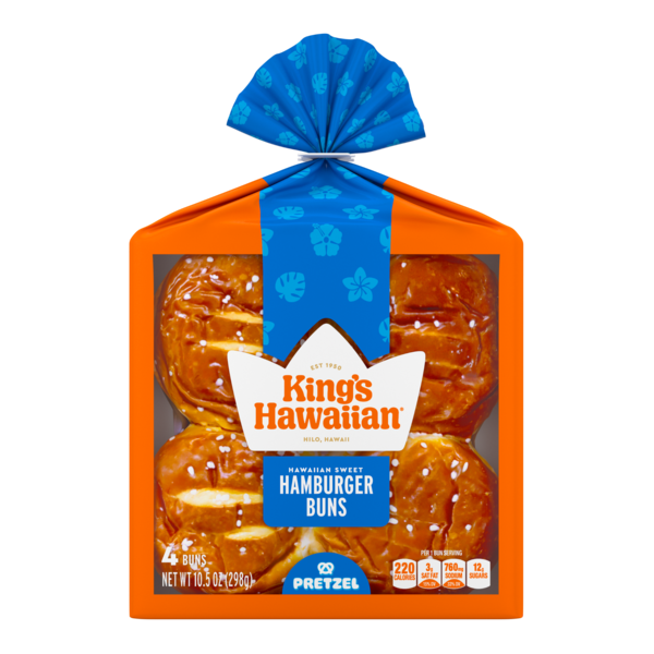 King Hawaiian Pretzel Hamburger Buns 4Ct | Hy-Vee Aisles Online