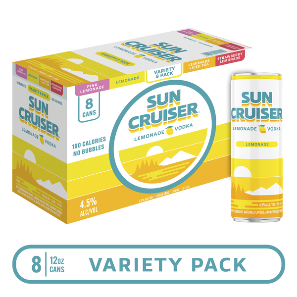 レモネード✨ Sun Cruiser Lemonade Vodka, Variety Pack, 8Pk | Hy-Vee