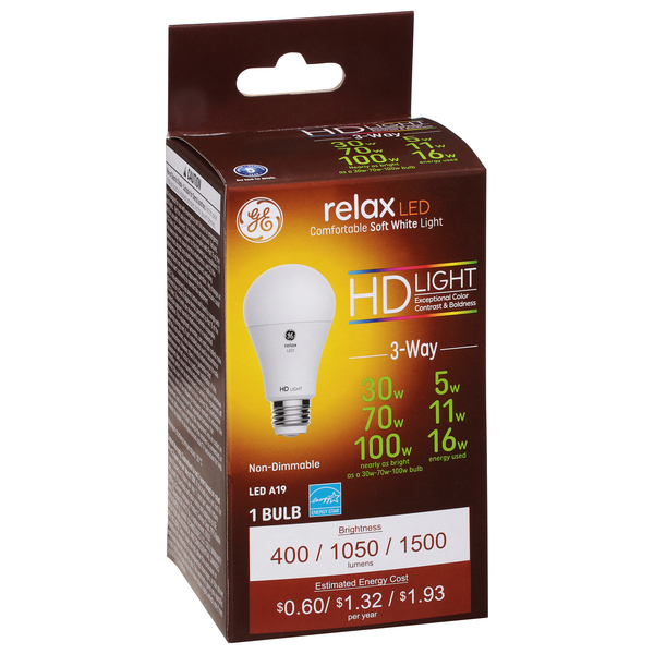 GE Relax LED Soft White 3 Way HD Light Light Bulb 30 70 100W Hy