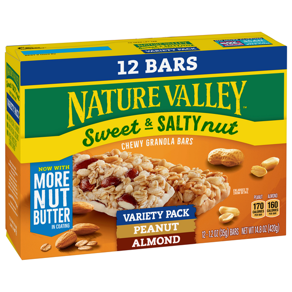 Nature Valley Granola Bars, Sweet and Salty Nut, Peanut, 1.2 oz, 12 ct