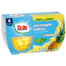 Dole Pineapple Tidbits In 100% Pineapple Juice 4 Count