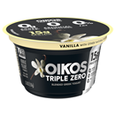 Oikos Triple Zero Vanilla Nonfat Greek Yogurt, 0% Fat, 0g Added Sugar and 0 Artificial Sweeteners, Just Delicious High Protein Yogurt, 5.3 OZ Cup