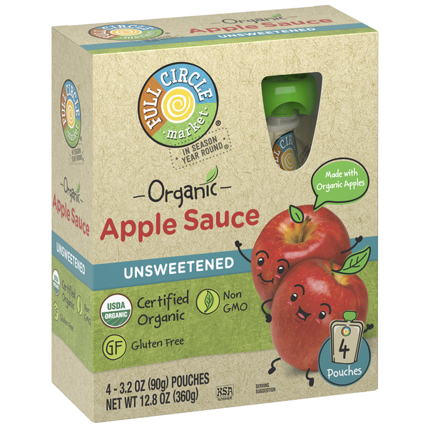 Full Circle Organic Unsweetened Applesauce 4-3.2 oz Pouches | Hy