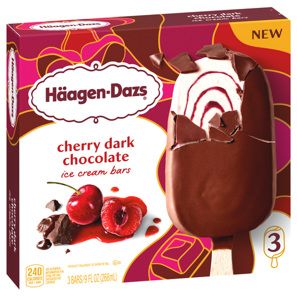 Haagen-Dazs Cherry Dark Chocolate Ice Cream Bars, 3Ct | Hy-Vee