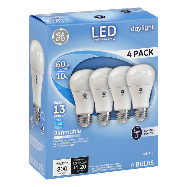 tidligere heltinde Tid GE LED Daylight 10 Watts 4 Pack Light Bulbs | Hy-Vee Aisles Online Grocery  Shopping