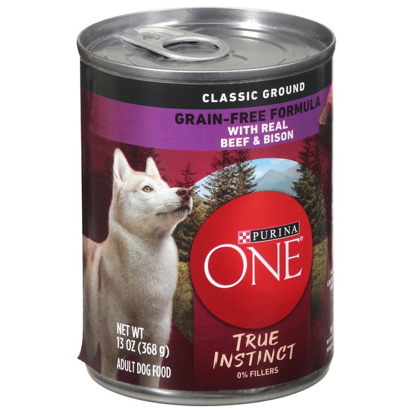 Purina ONE Grain Free Wet Dog Food, SmartBlend True Instinct Classic Ground With Real Beef & Bison - 13 oz.