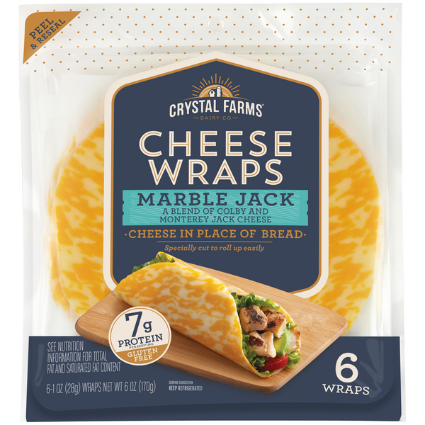 Crystal Farms Dairy Marble Jack Cheese Wraps 6-1 oz Wraps Hy
