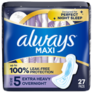 Always Always Maxi Overnight Pads With Wings, Size 5, 27