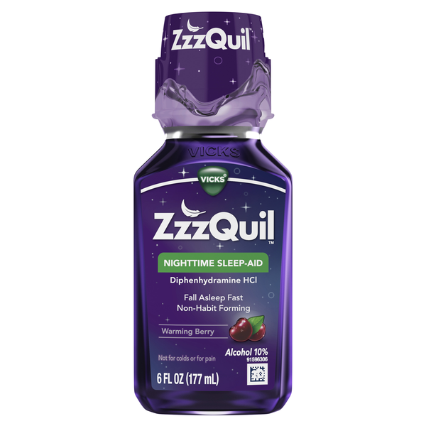 Vicks ZzzQuil Nighttime Sleep Aid Liquid, Warming Berry