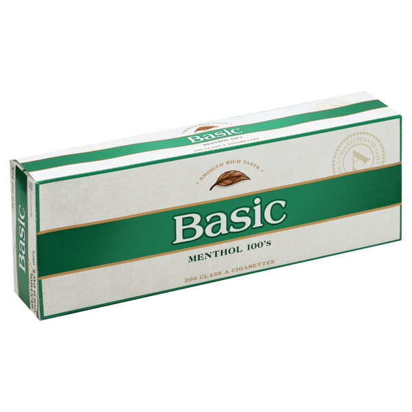 Basic Cigarettes, Menthol Gold 100's, Flip-Top Box