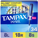 Tampax Pearl Triple Pack With Light/Regular/Super Absorbency Plastic Unscented Tampons
