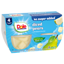 Dole Diced Pears No Sugar Added 4 Count