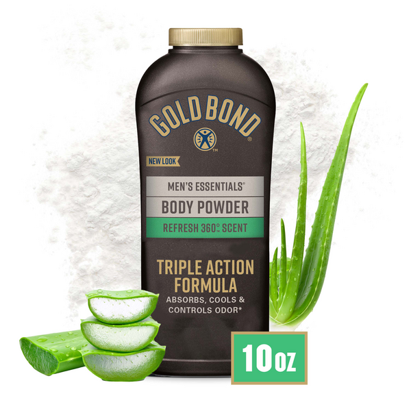 Gold Bond Men's Essentials Körperpulver - Talkfrei, 284 Ml, Refresh 360 Duft | Nässeschutz & Geruchskontrolle
