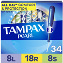 Tampax Pearl Triple Pack With Light/Regular/Super Absorbency Plastic Unscented Tampons