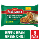El Monterey Mild Beef & Bean Green Chili Burritos 8Pk