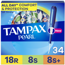 Tampax Pearl Triple Pack Regular/Super/Super+ Absorbency Plastic Unscented Tampons