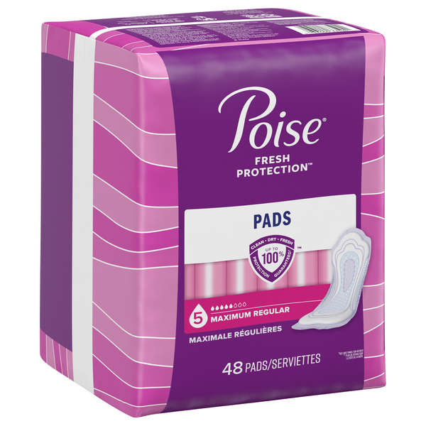 Poise Ultra Thin Incontinence Pads, Moderate Absorbency, Long Length,  Bladder Control Pads, 48 Count - 48 ea