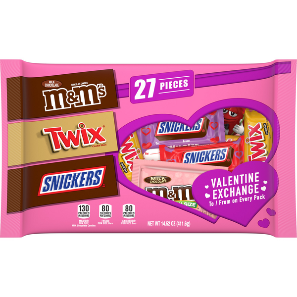 Mars Mixed Fun Size Valentine Exchange Lay Down Bag, 27 ct - Foods Co.