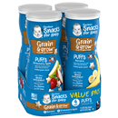 Gerber Graduates Puffs Banana/Strawberry Apple Cereal Snack Variety Pack 4-1.48 Oz. Canisters